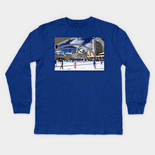 Skating at Nathan Phillips Square Kids Long Sleeve T-Shirt